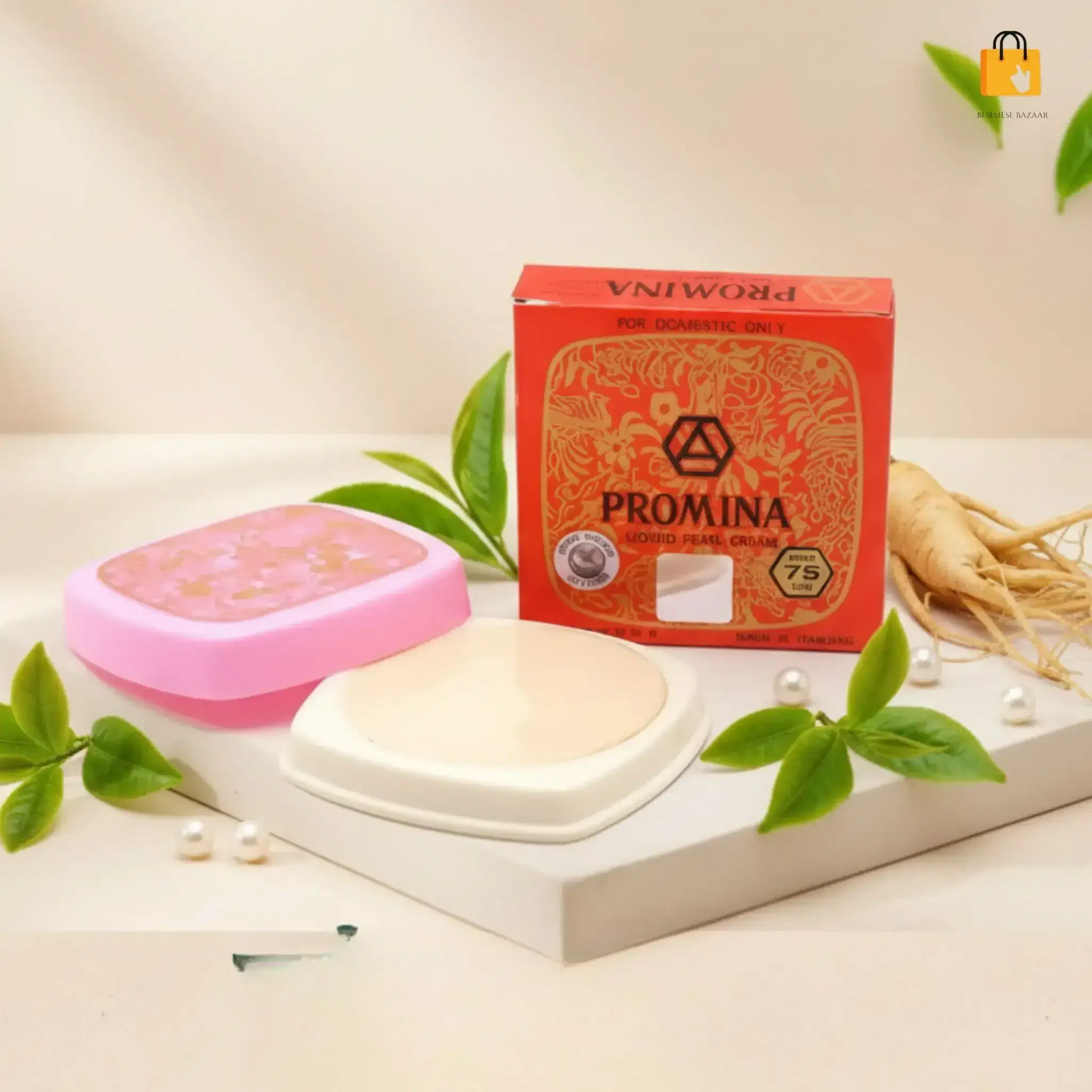 Promina Ginseng Pearl Whitening Cream – 30g | Brightening, Anti-Aging & Acne-Control Skincare
